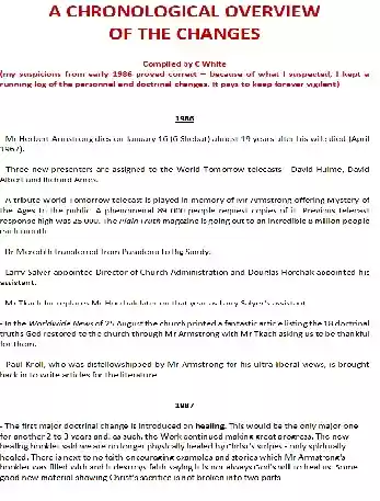 Chronological Overview of the Changes